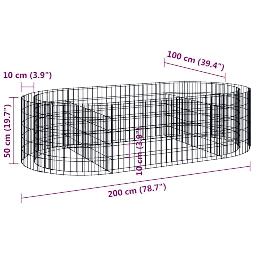 NNEVL Gabion Raised Bed Galvanised Iron 200x100x50 cm