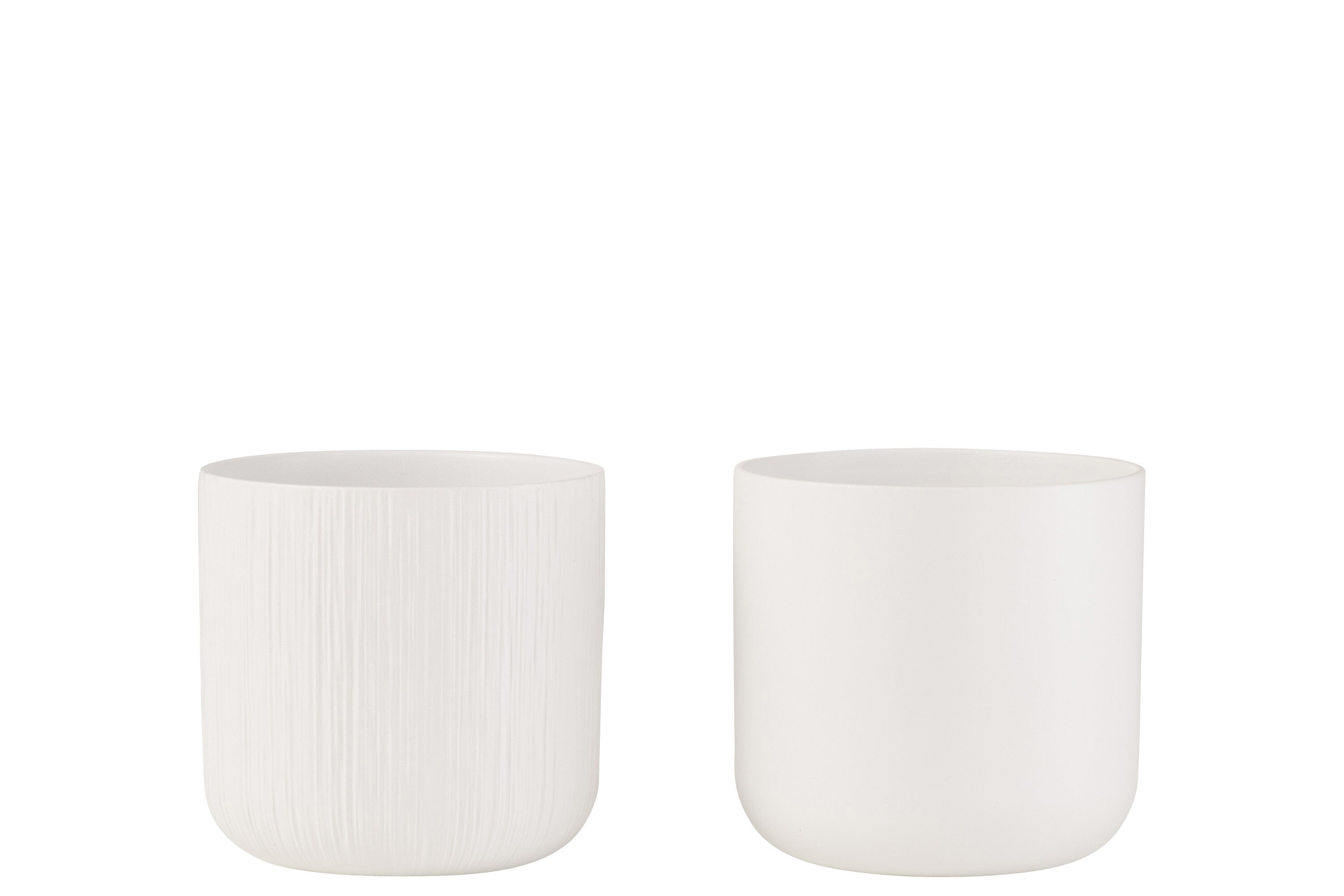 J-Line bloempot Gen - keramiek - wit - large - 2 stuks - Ø 18.5 cm