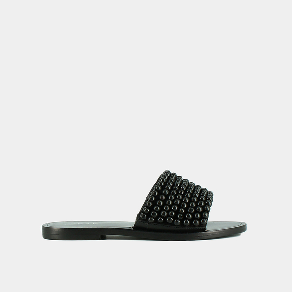Mules à perlesen cuir noir | WALK