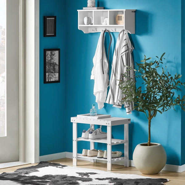 SoBuy Ławka na buty z półką Biały 50x29x45cm Nowoczesny FSR02-K-W