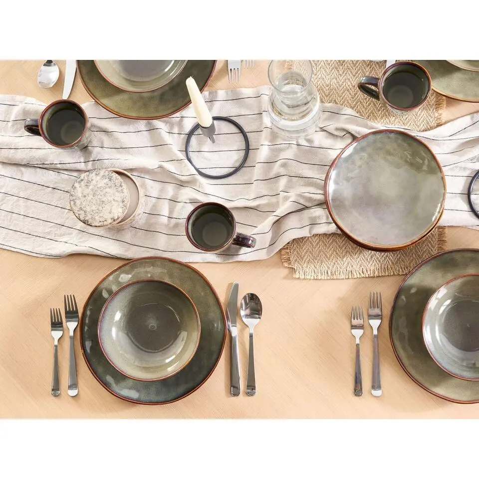 THYME - Dinerborden set van 4 - Donkergroen - Steengoed