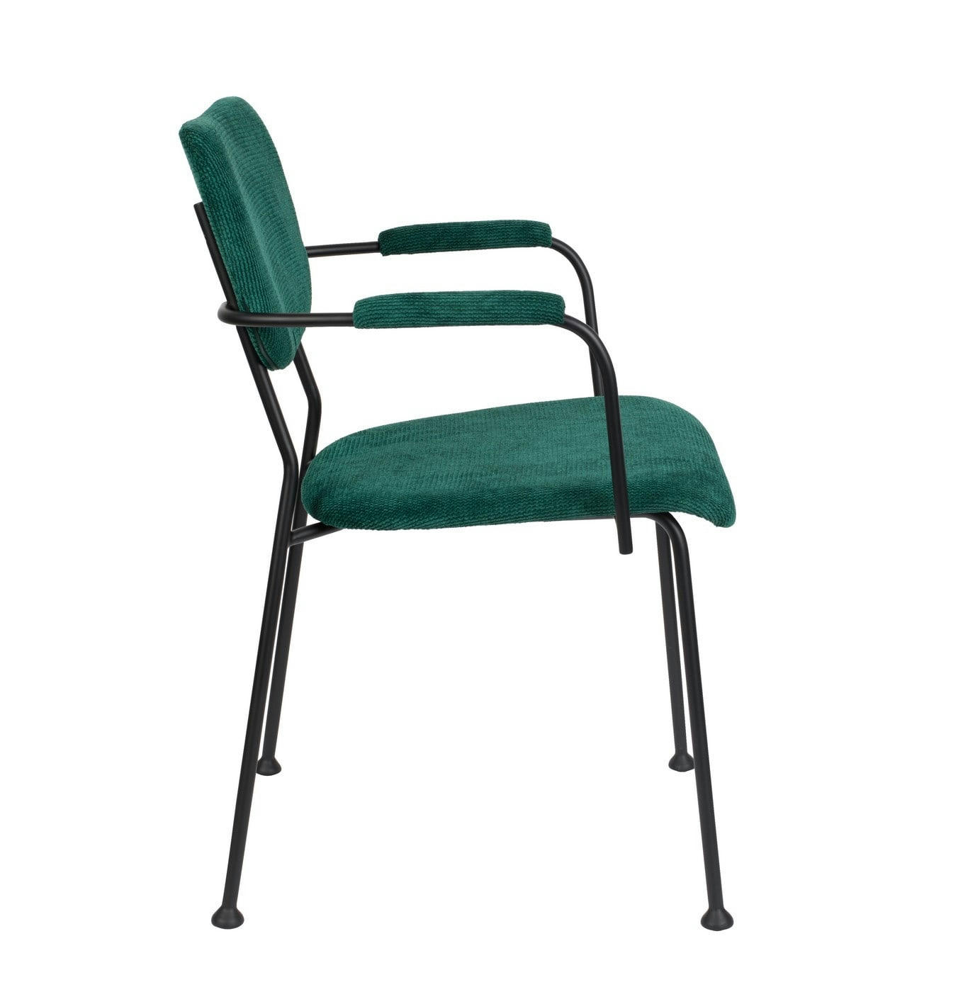 BENSON - Chaise accoudoirs velours vert