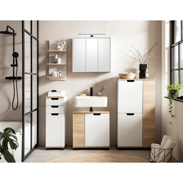 Highboard »Emmik«, BxH: 30,3 x 88,1 cm, weiß eiche