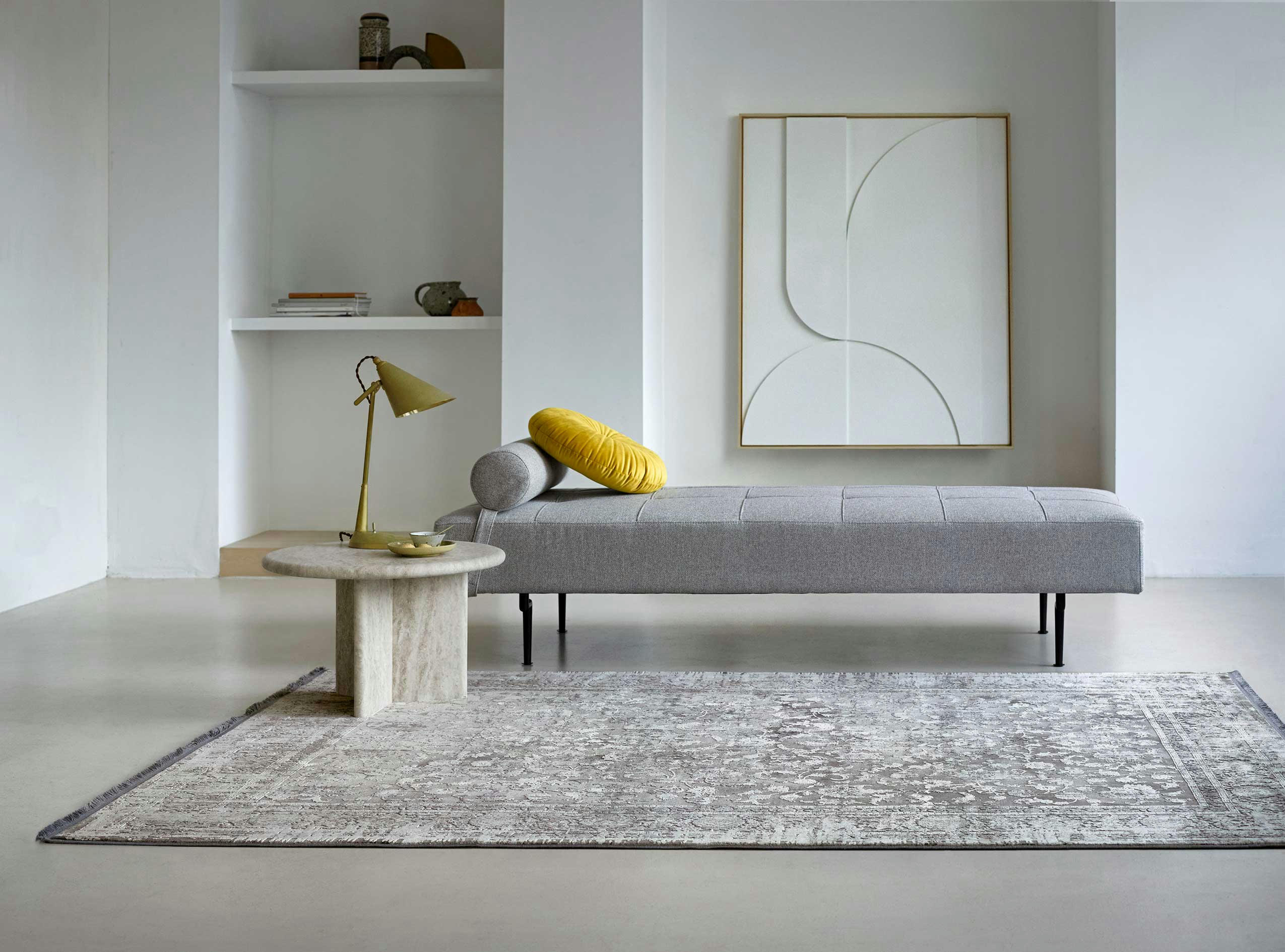 UPPERGROUND BAZAAR - Tapis tissé fin Vintage beige gris pour salon, chambre 340x240