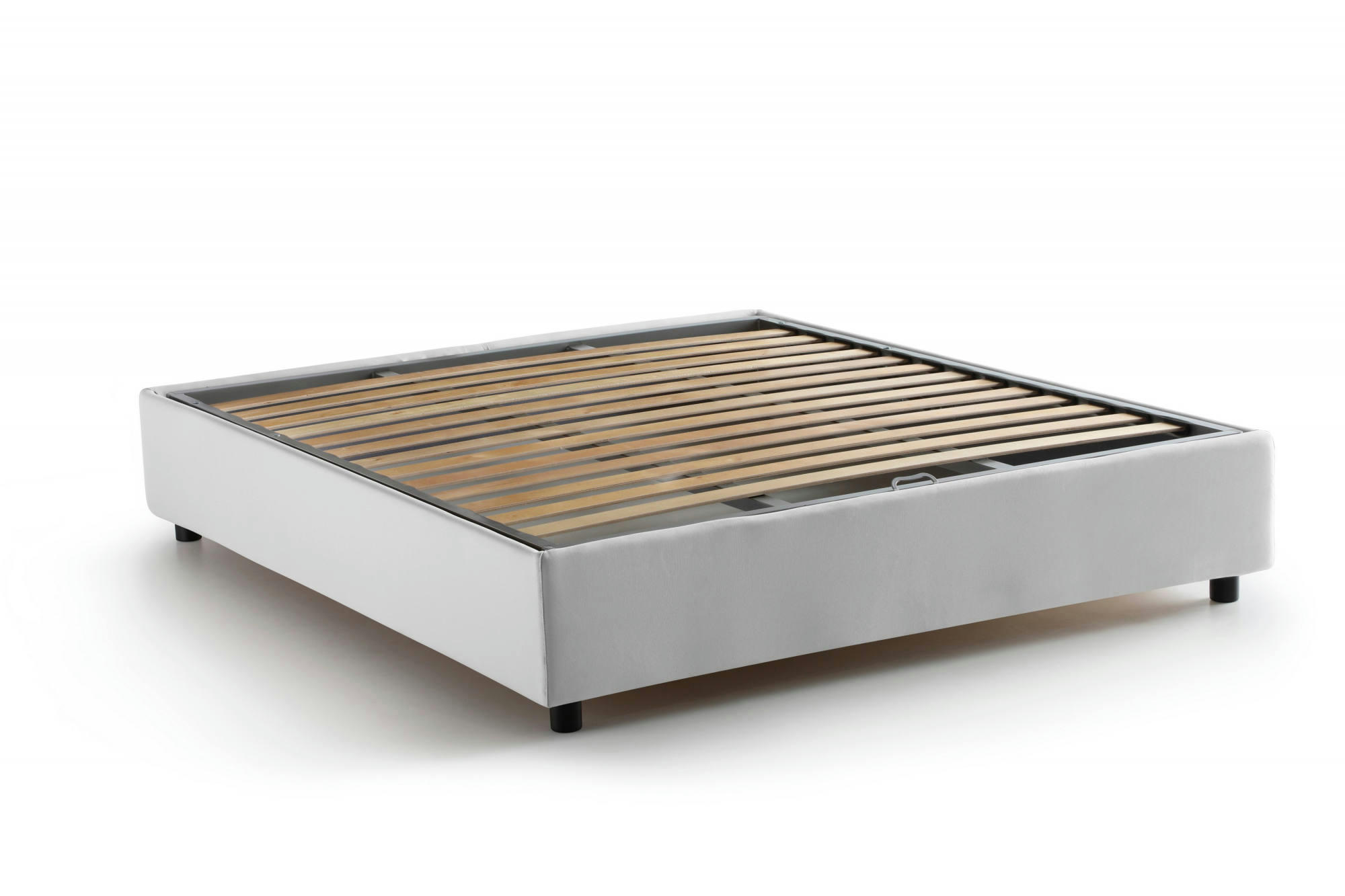 GIOIA - Lit coffre 140x200 cm en tissu blanc