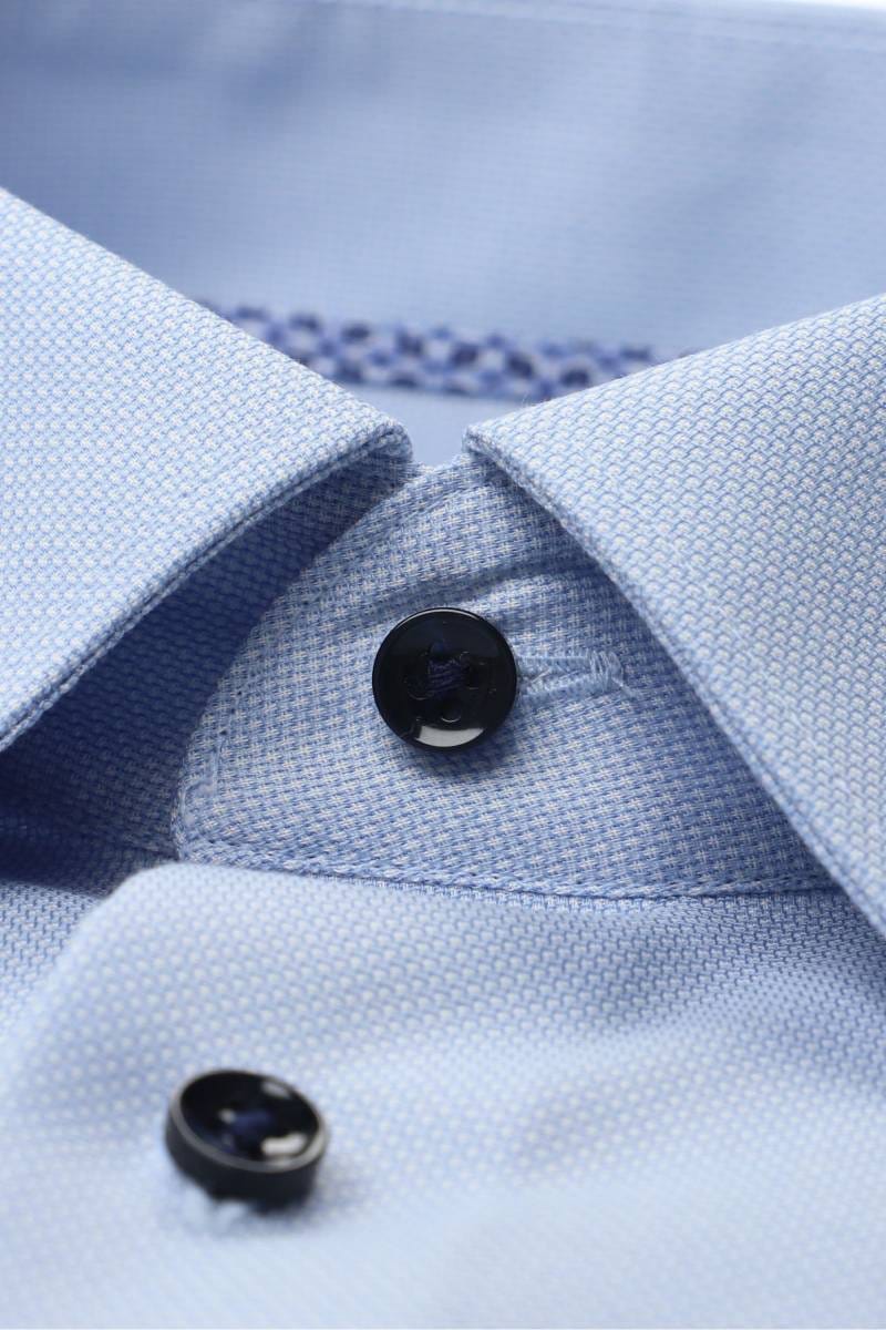 ETERNA Slim Fit Hemd mittelblau, Strukturiert (extra langer Arm)
