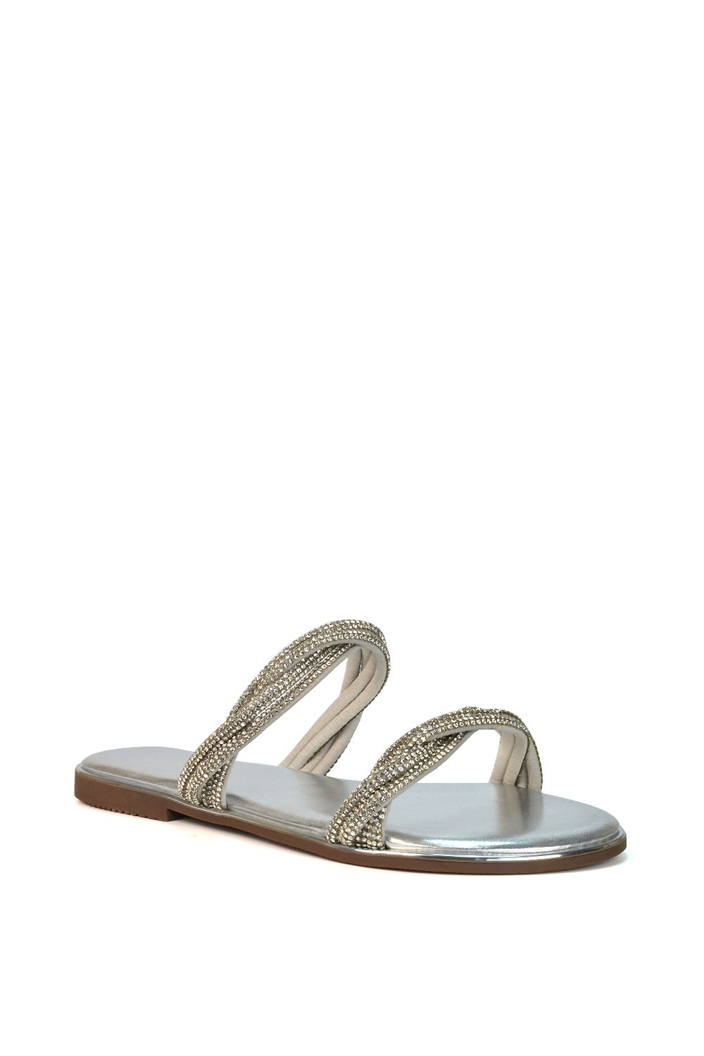 XY London Jade' Flat Embellished Diamante Slider Sandals