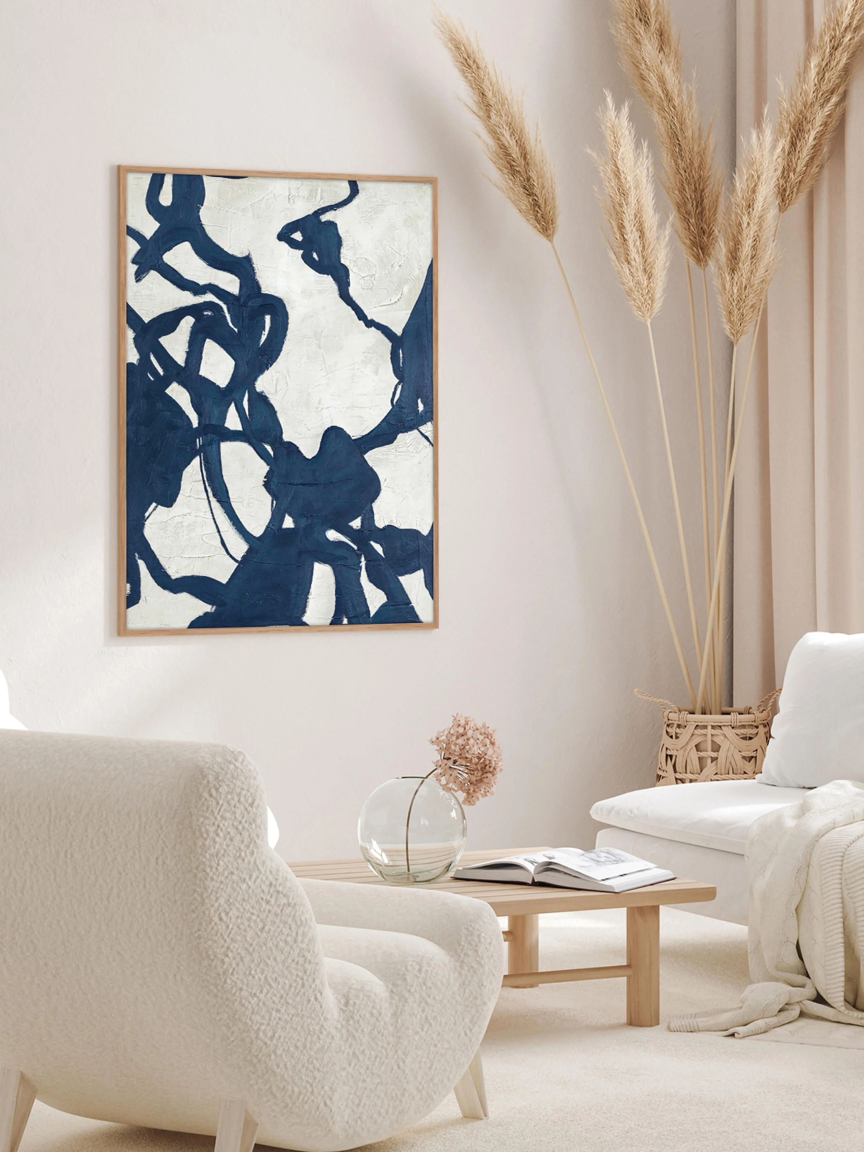 Handgemaltes Leinwandbild Blueplay mit Holzrahmen
