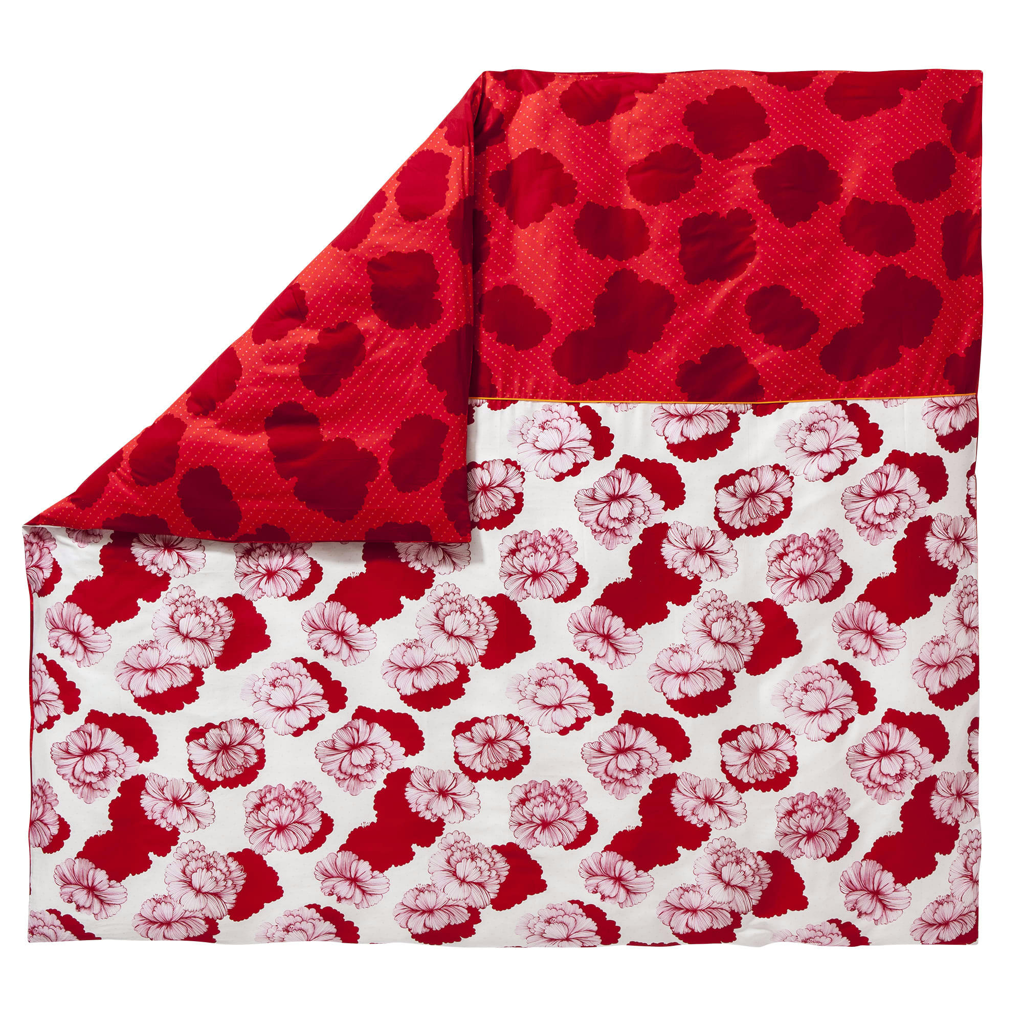 AMBIENTE - Housse de couette imprimée en satin de coton rouge 140x200