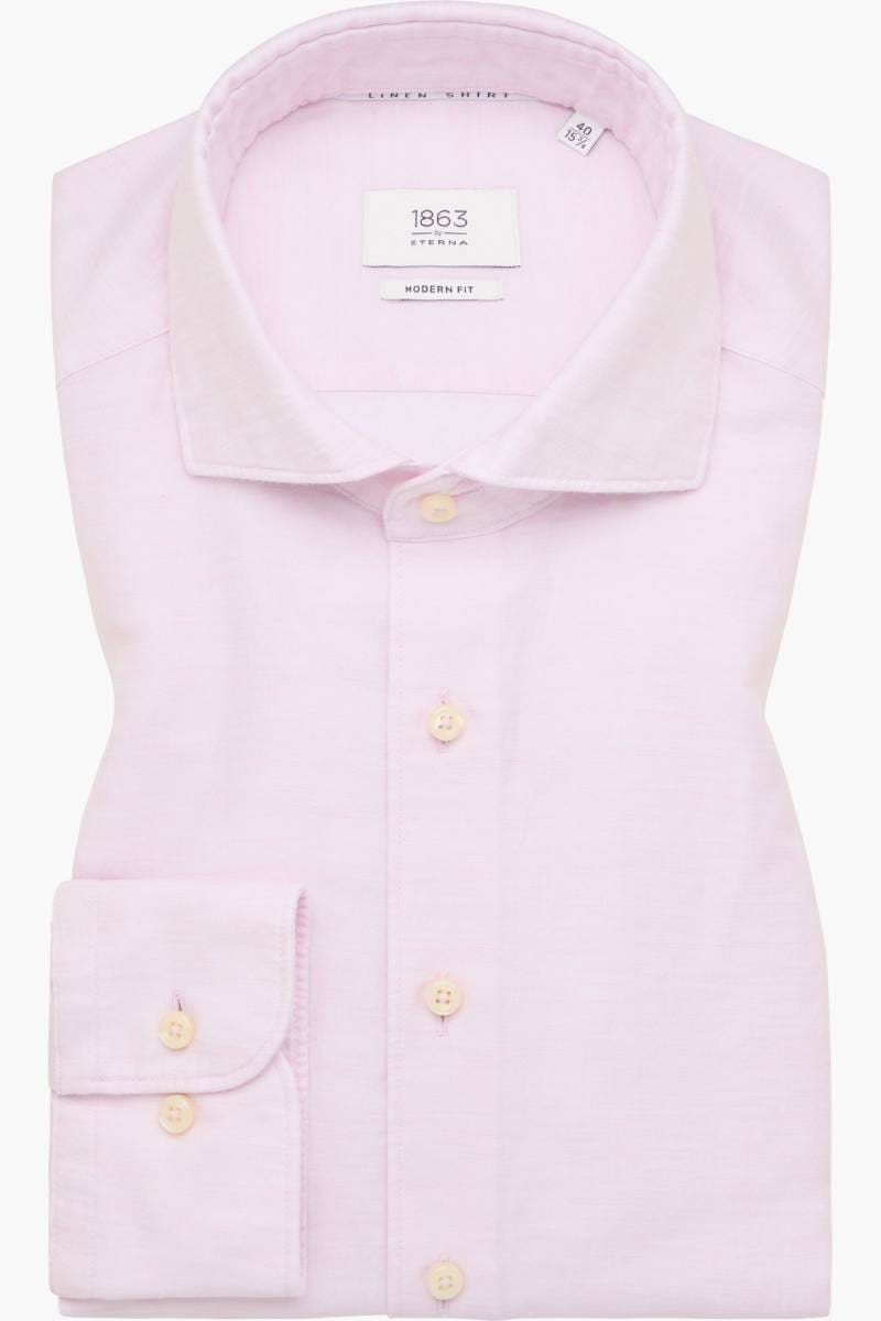 ETERNA 1863 Soft Tailoring Modern Fit Leinenhemd rosa, Einfarbig