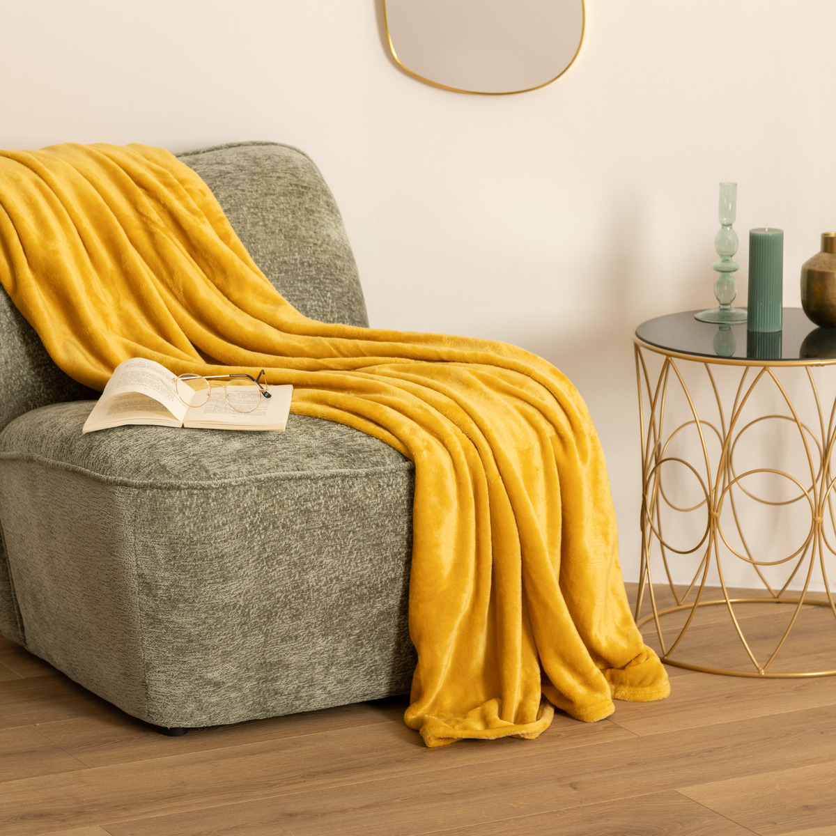 Flannel plaid Yellow, 130x180 cm