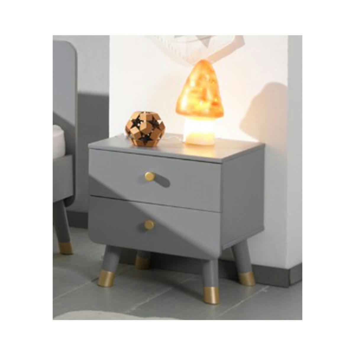BILLY - Table de chevet 2 tiroirs gris