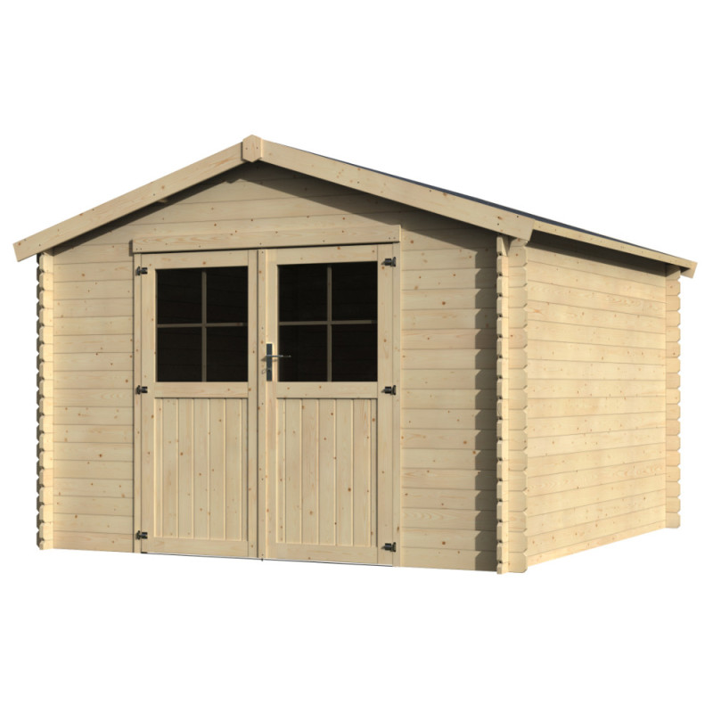 Abri de jardin en bois Flovene V2 28 mm 3,45 x 3,3 m DÉCOR ET JARDIN