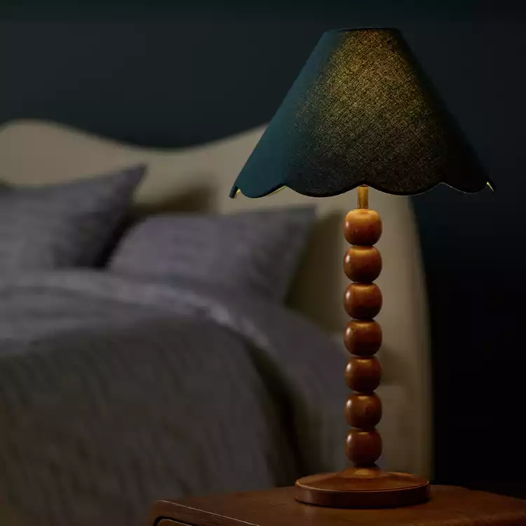 Habitat Scallop Edge Blue Lampshade - 32cm