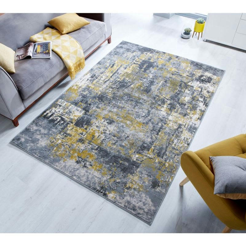 WONDERLUST - Tapis design gris et ocre Cocktail 160 x 230