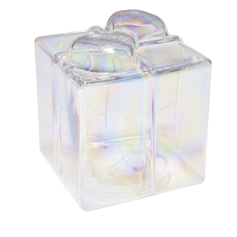 Décoration de No&euml;l LED cadeau lumineux irridescent transparent 12x12xH13cm