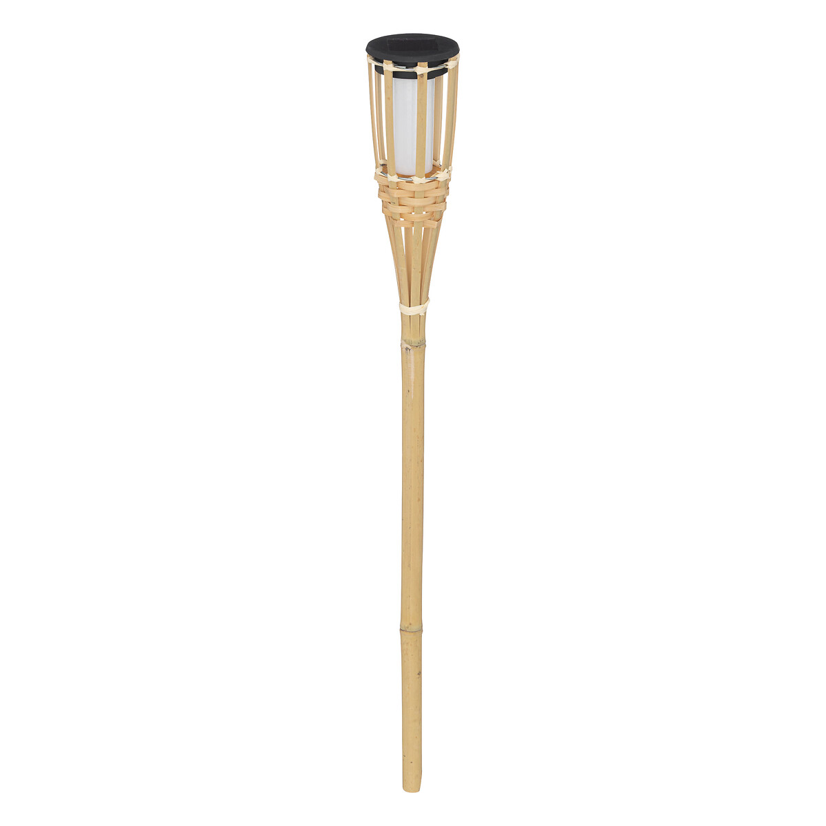 "Maceo" solar beacon Bamboo, H.70 cm