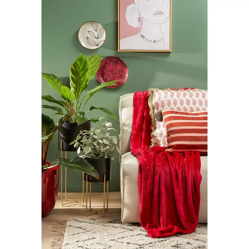 Mica Decorations Famke Fleece Plaid - 180 x 130 cm - Rood