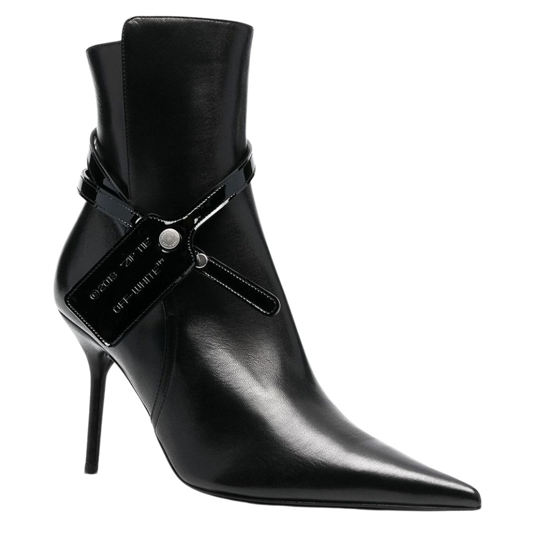 Off-White Nappa Calf Zip Tie Black Heels