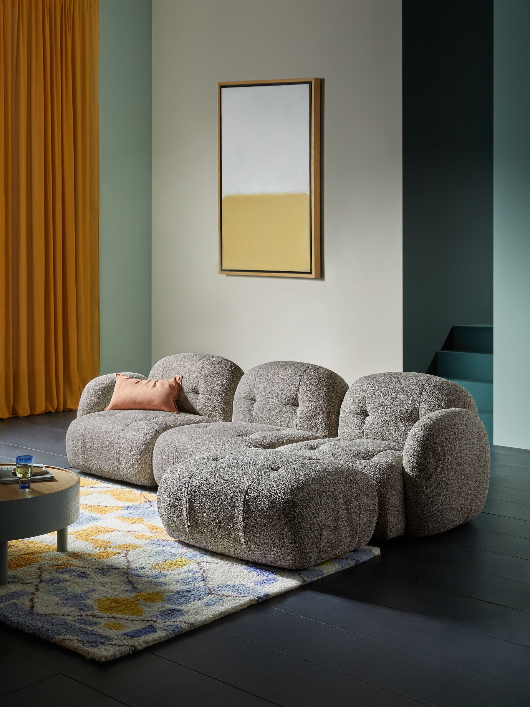 Alban Modular Footstool in Grey Marl Pax Boucle