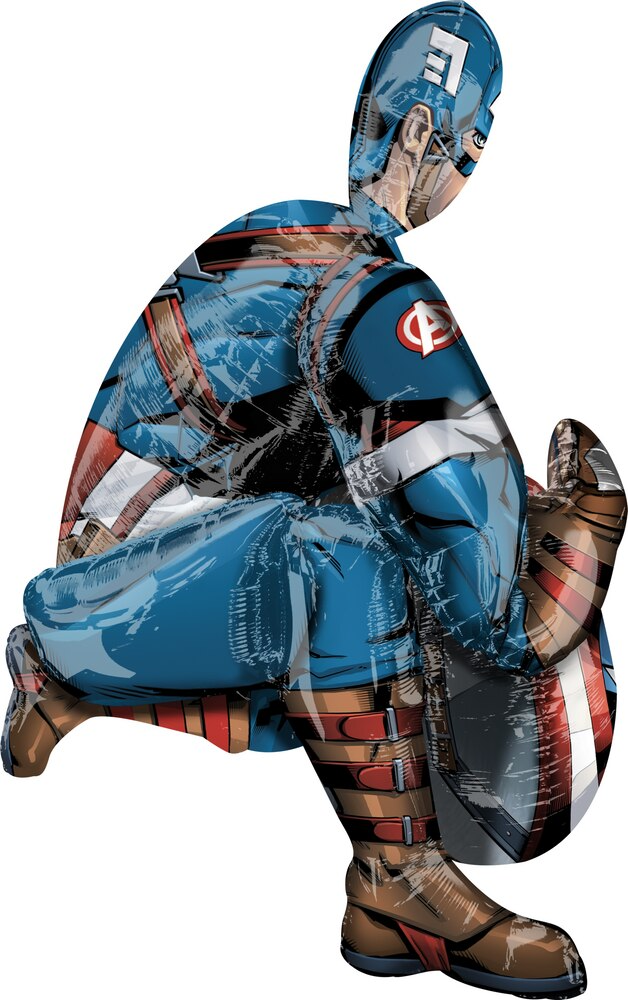 Disney Marvel Captain America Satin Giant Gliding Air-Walker Foil Balloon, Blue/Red, 36-in, Helium Inflation & Ribbon Included for Birthday Party