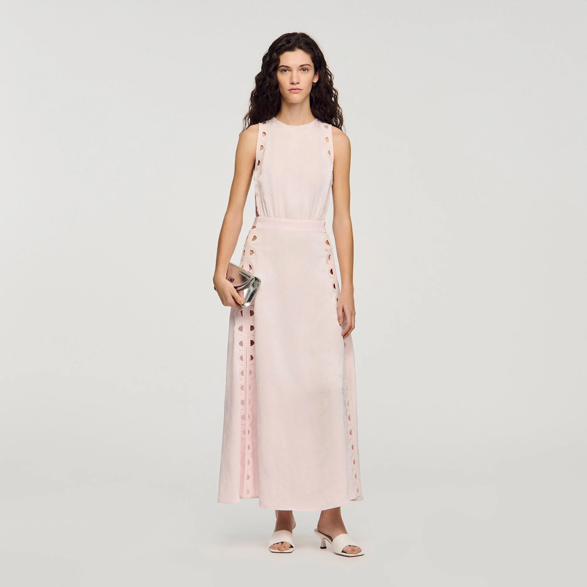 Robe longue à jacquard fleurs