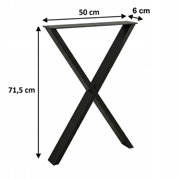 Nogi metalowe do stołu biurka 50x72 cm czarne 6x2 cm LOFT