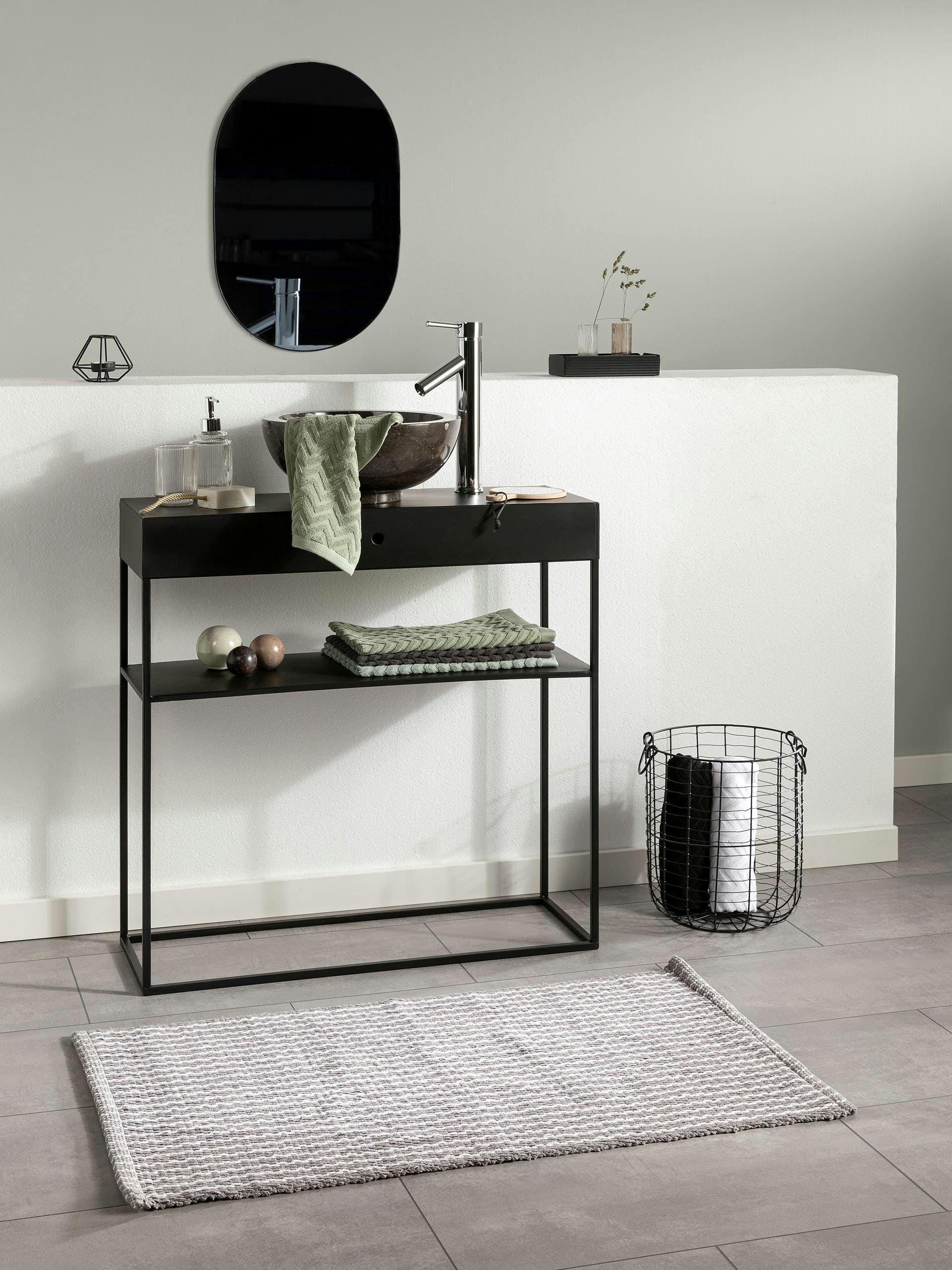 BONO - Tapis de bain gris/blanc 60x100