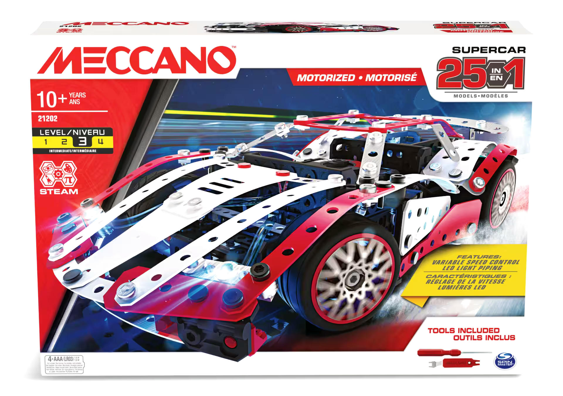 Meccano 25-in-1 Super Car 18211 STEAM Education Toy For Kids, Ages 10+