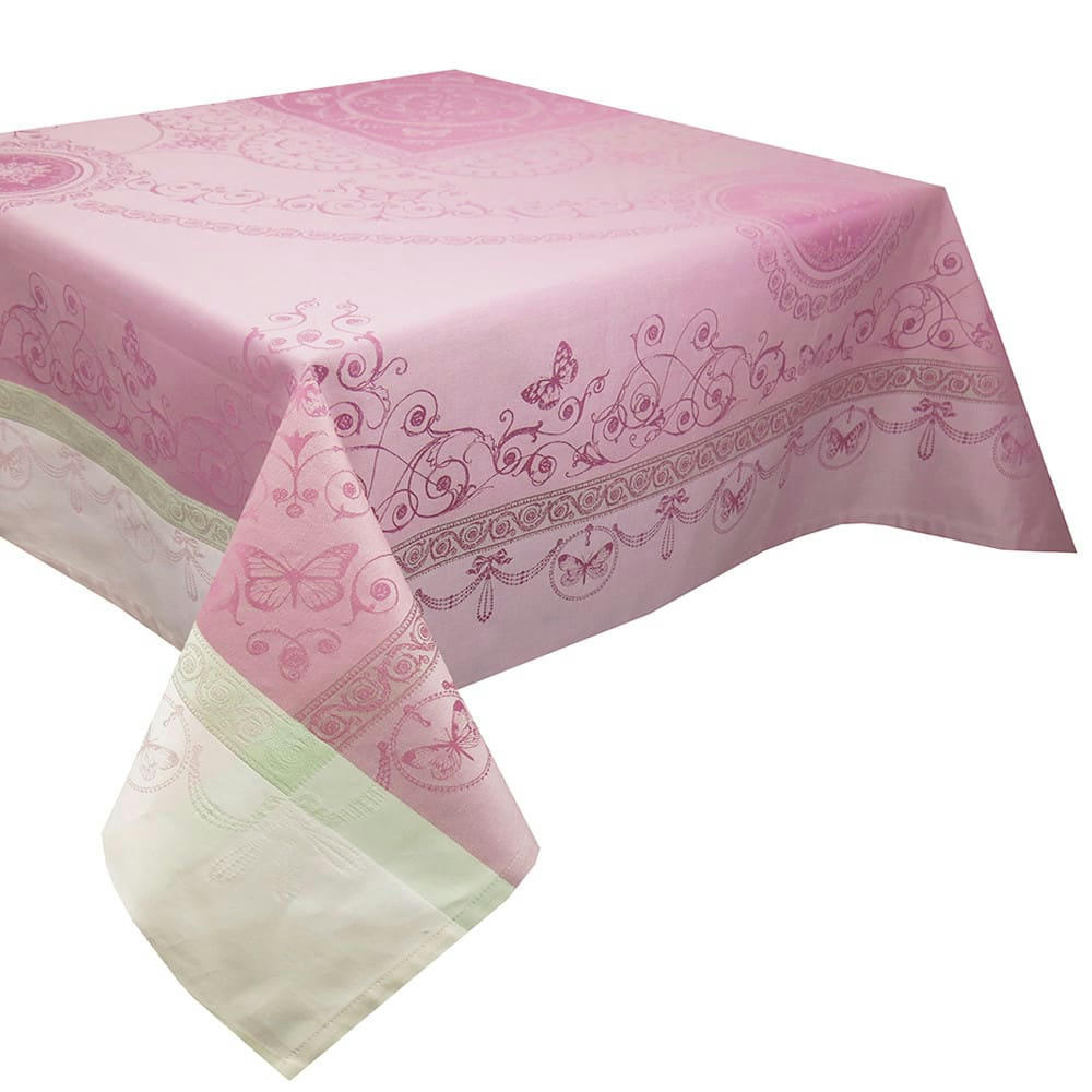 EUGENIE CANDY - Nappe antitache déperlant pur coton rose 174X364