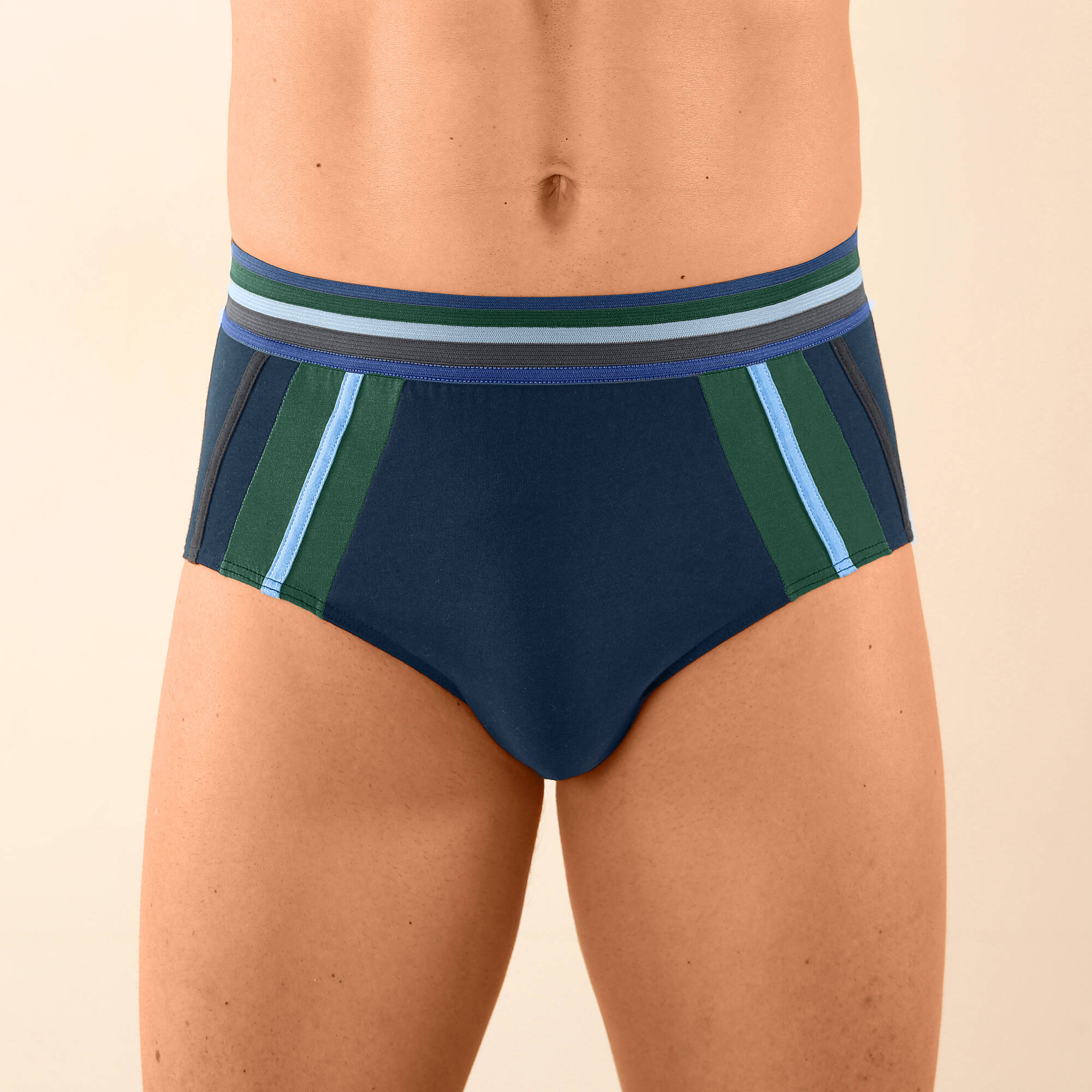 Slip fermé taille haute bandes contrastées - lot de 6