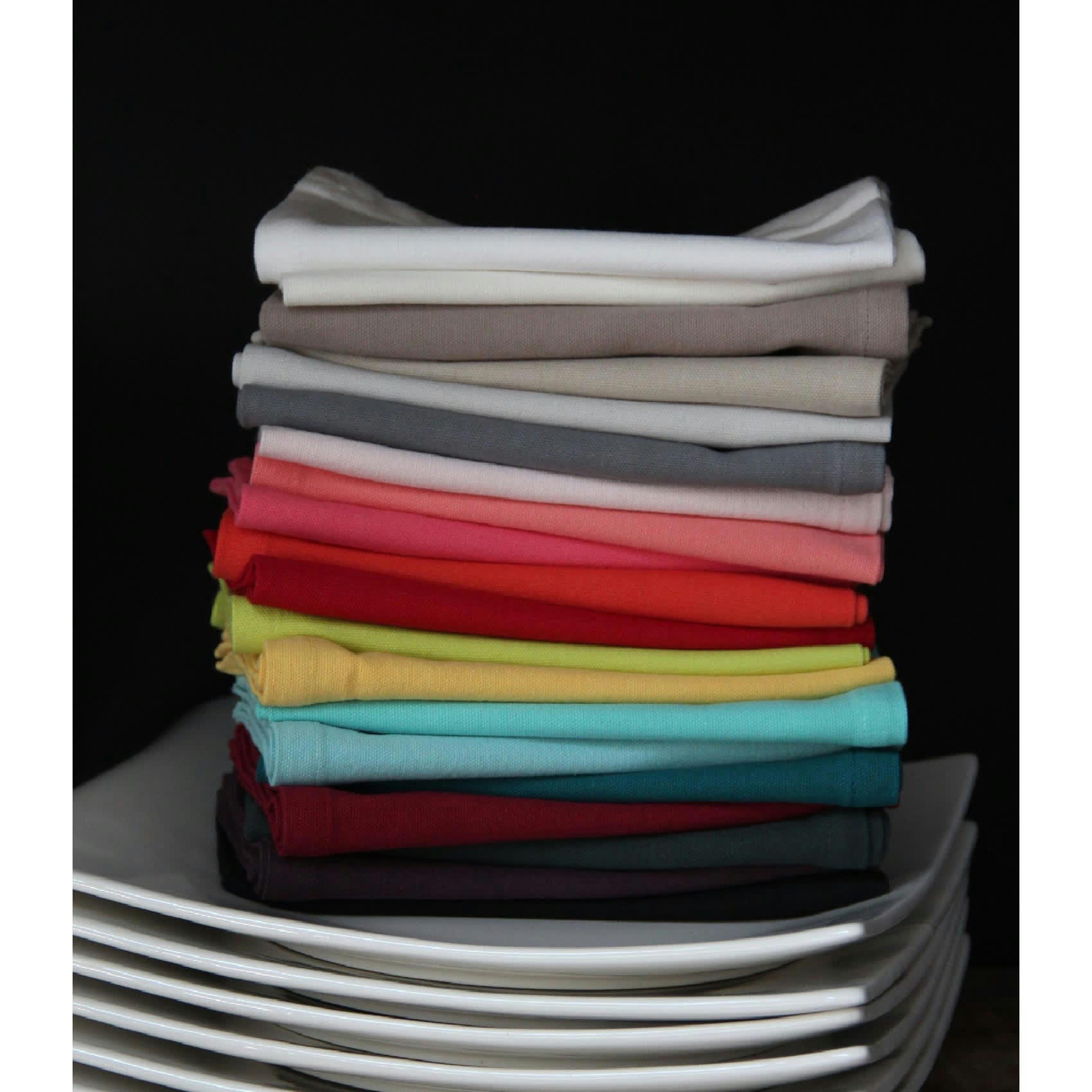 NEW YORK - Serviette de table unie et colorée coton fuchsia 40x40 cm