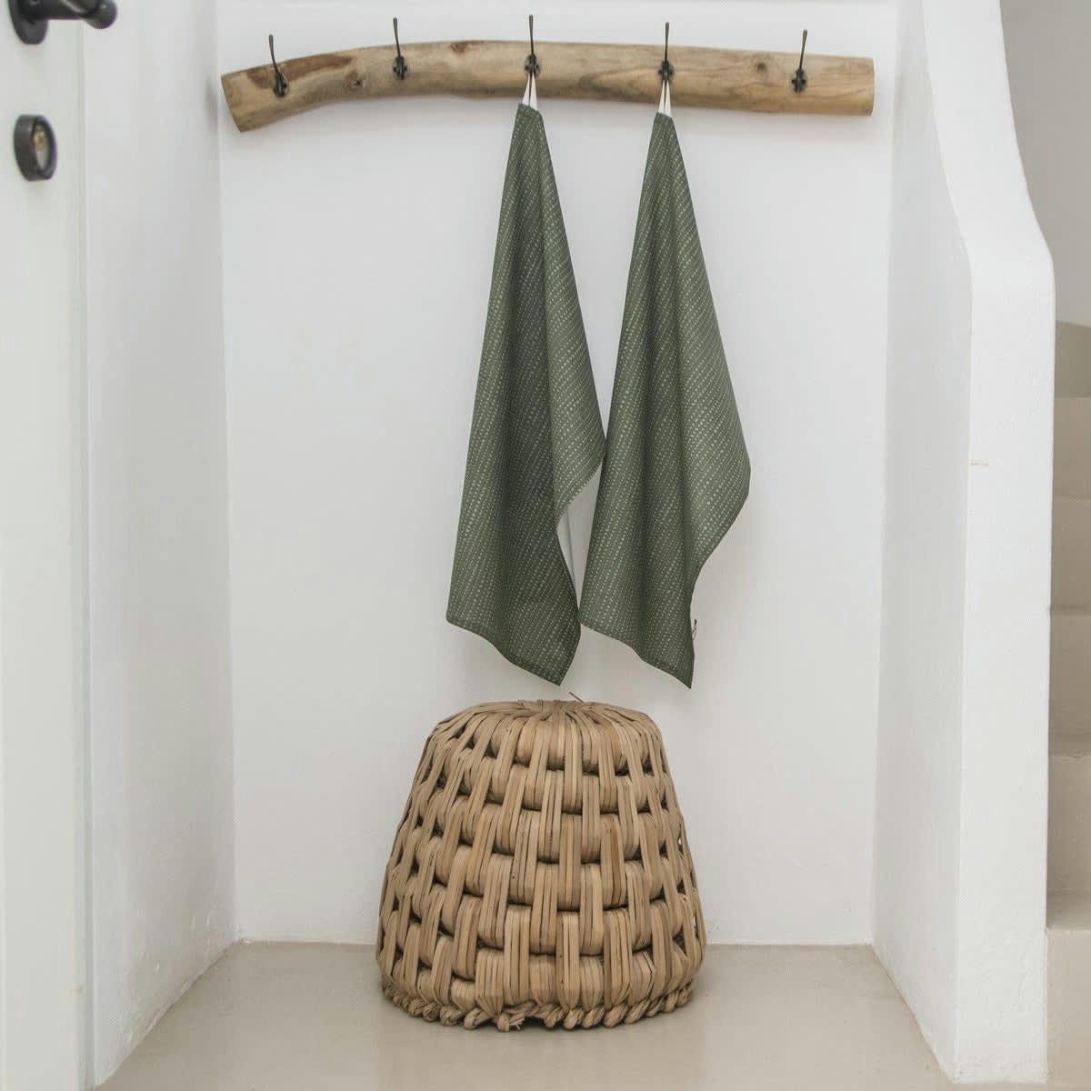 DOTS - Torchons (x2) coton  50x75 vert lichen