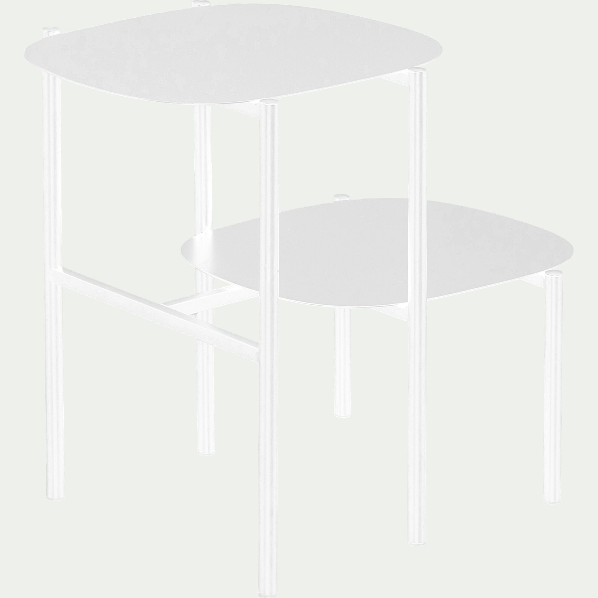 CAROUBE - Bout de canapé double plateau en métal - blanc H50cm