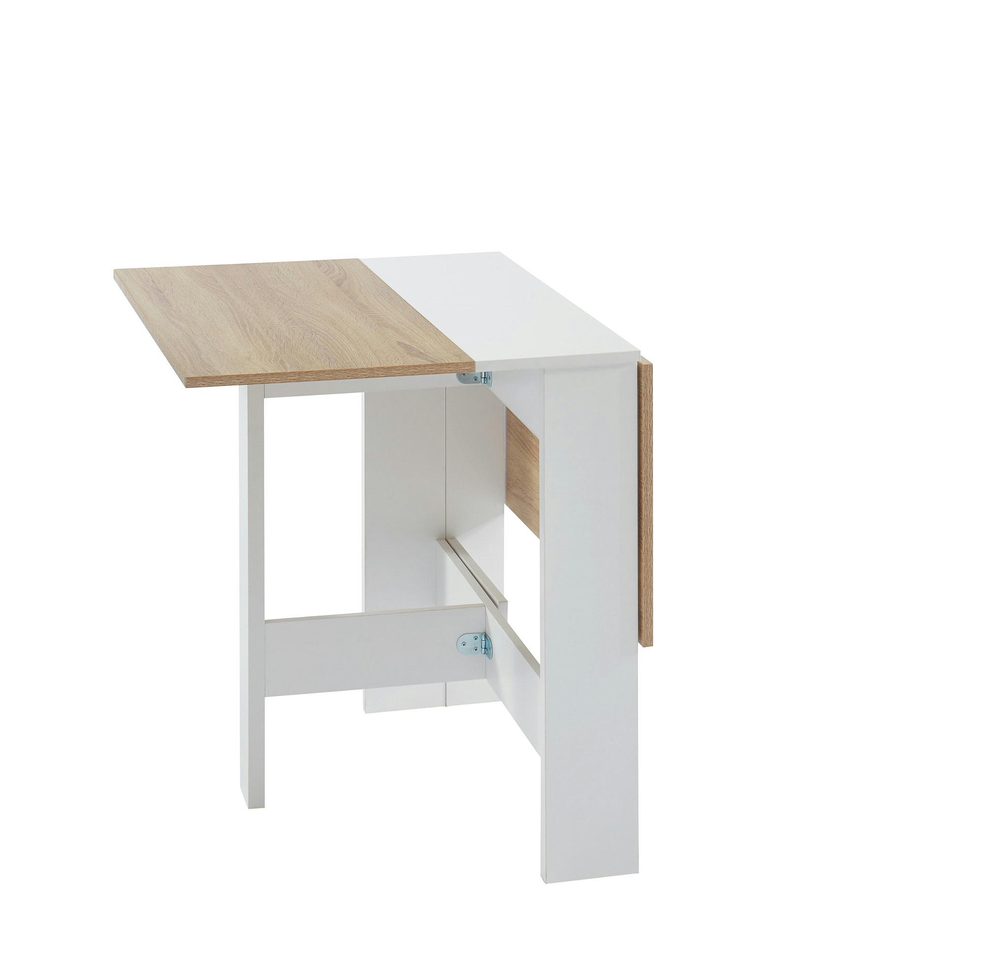 JUNO - Table pliable   blanc et effet bois et chêne  104cm
