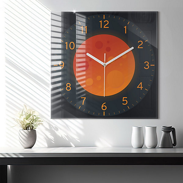 Horloge murale Wallfluent 60x60 cm Aiguilles blanches Lune pleine 1 pcs