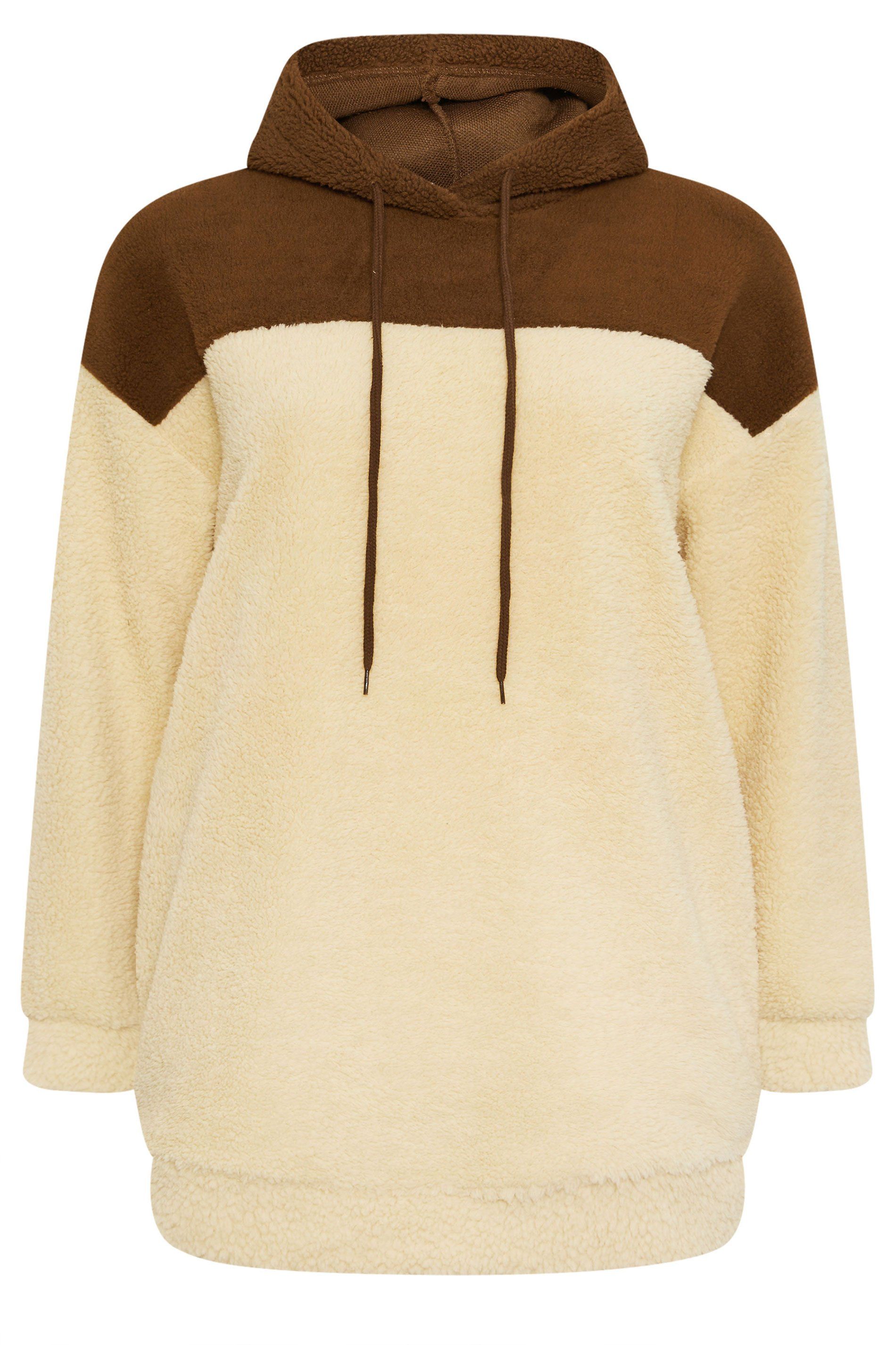 Yours Colourblock Teddy Fleece Hoodie