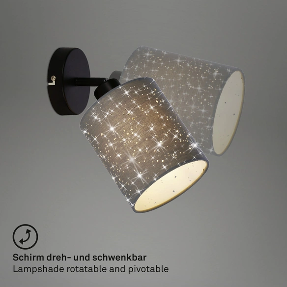 Spotleuchte, Länge: 15 cm, Höhe: 25,9 cm, schwarz-grau
