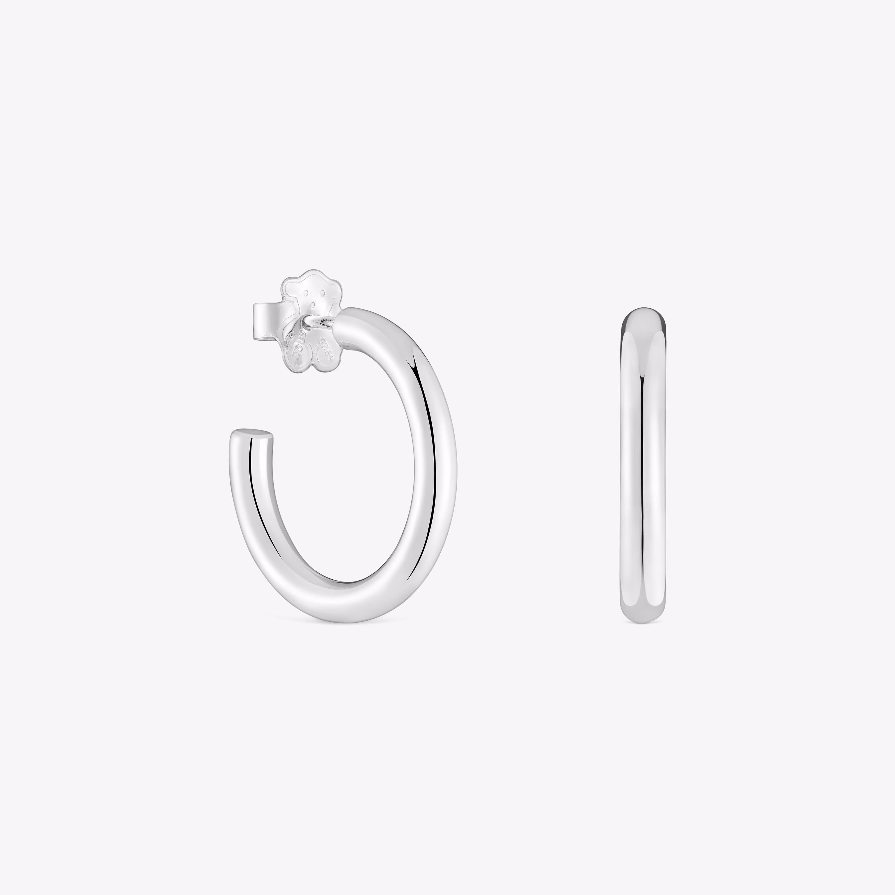 Pendientes aro cortos de plata 15 mm Basicos