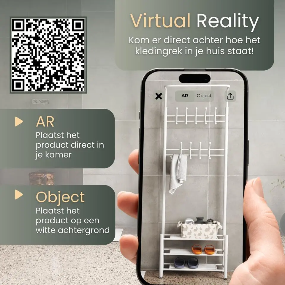 O'DADDY Staande Kapstok met Schoenenrek - Wit- 66x30x190 cm