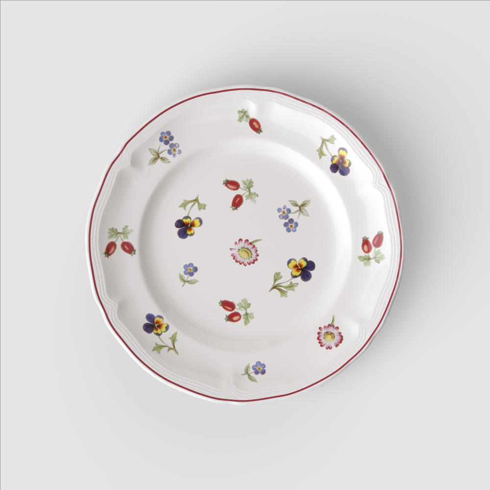 Petite Fleur Appetizer/ Bread Plate - White, 6.9'', Premium Porcelain