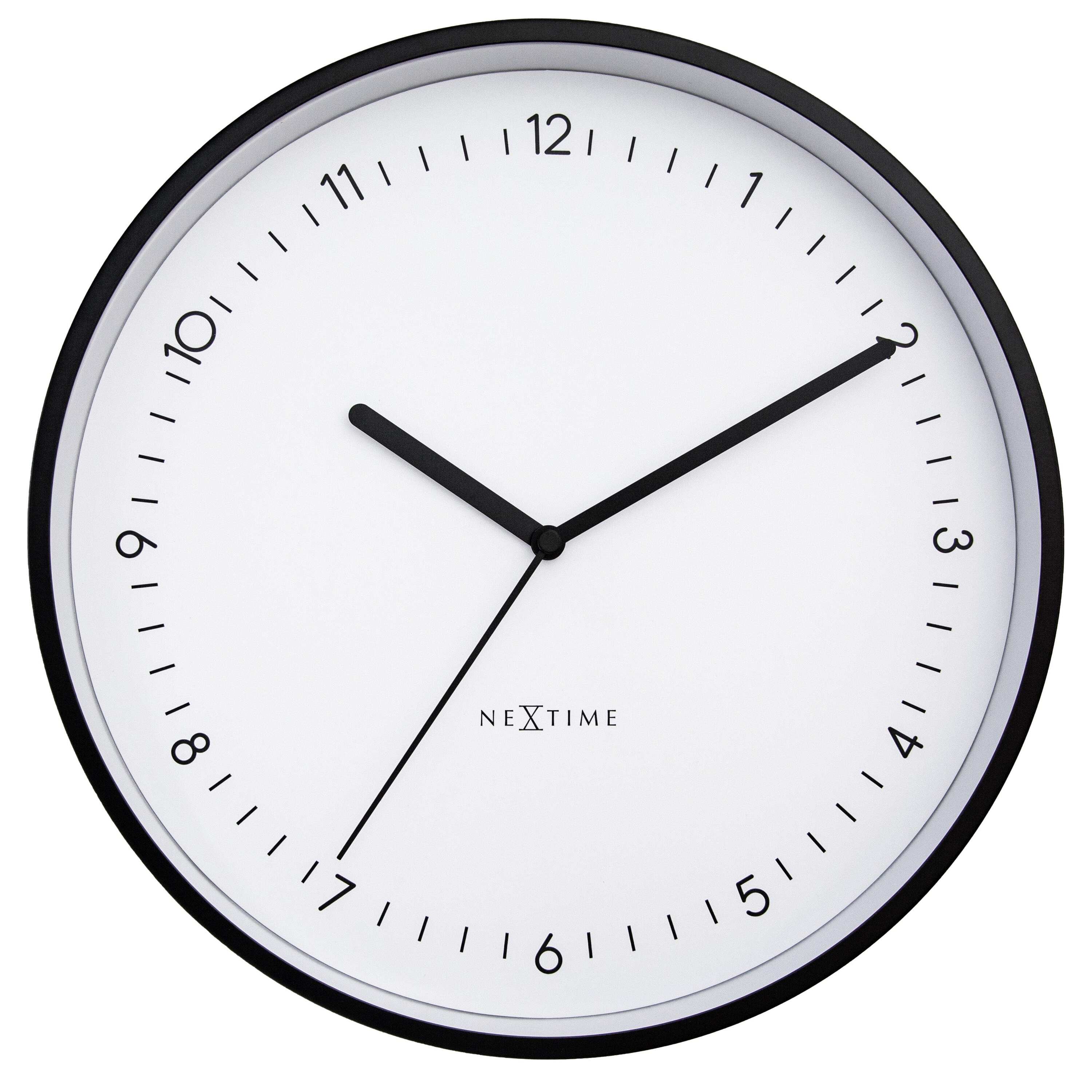 NeXtime - Wandklok 30cm - Stil - Zwart Wit - Aluminium - NeXtime