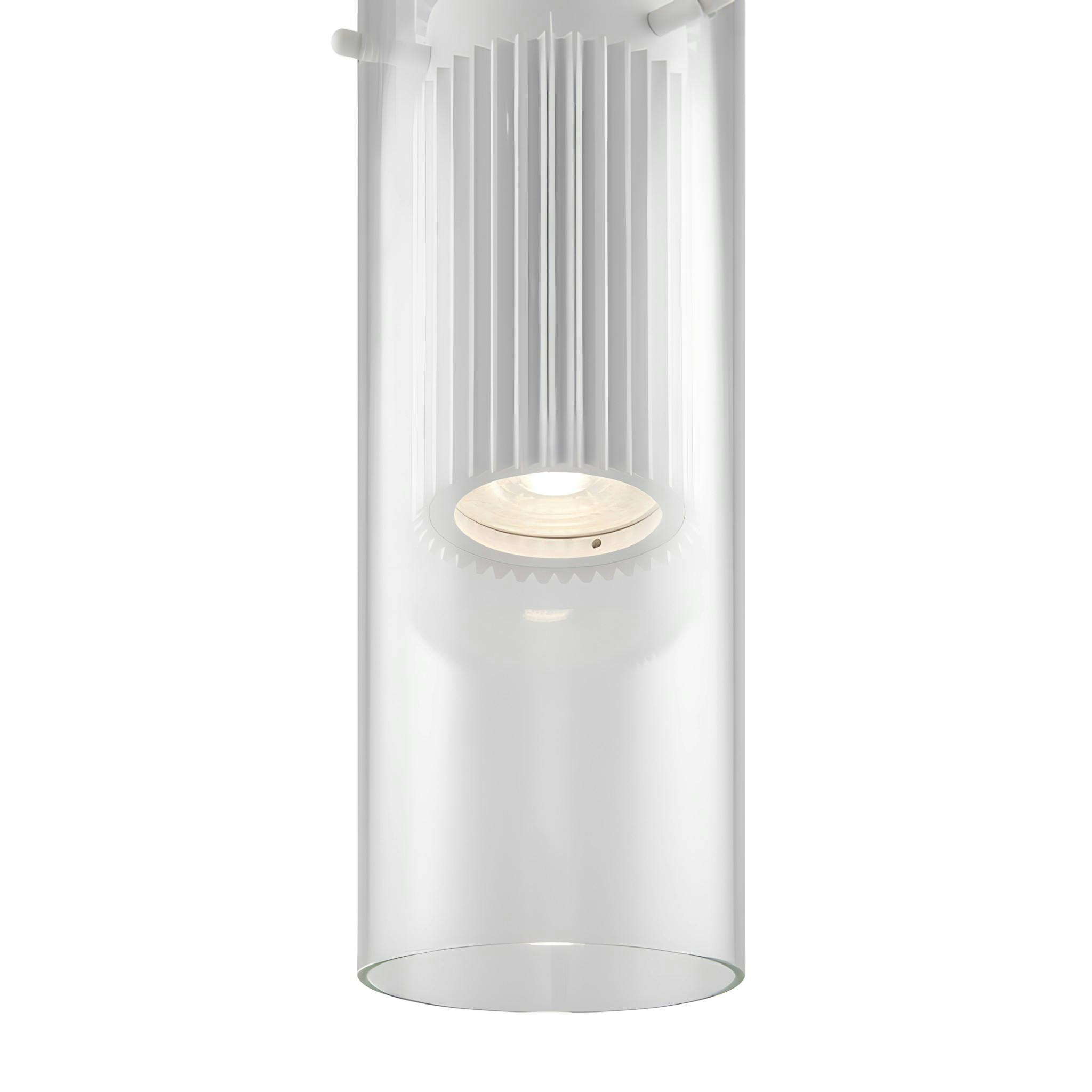 Suspension design verre – cylindre blanc et transparent TAVA