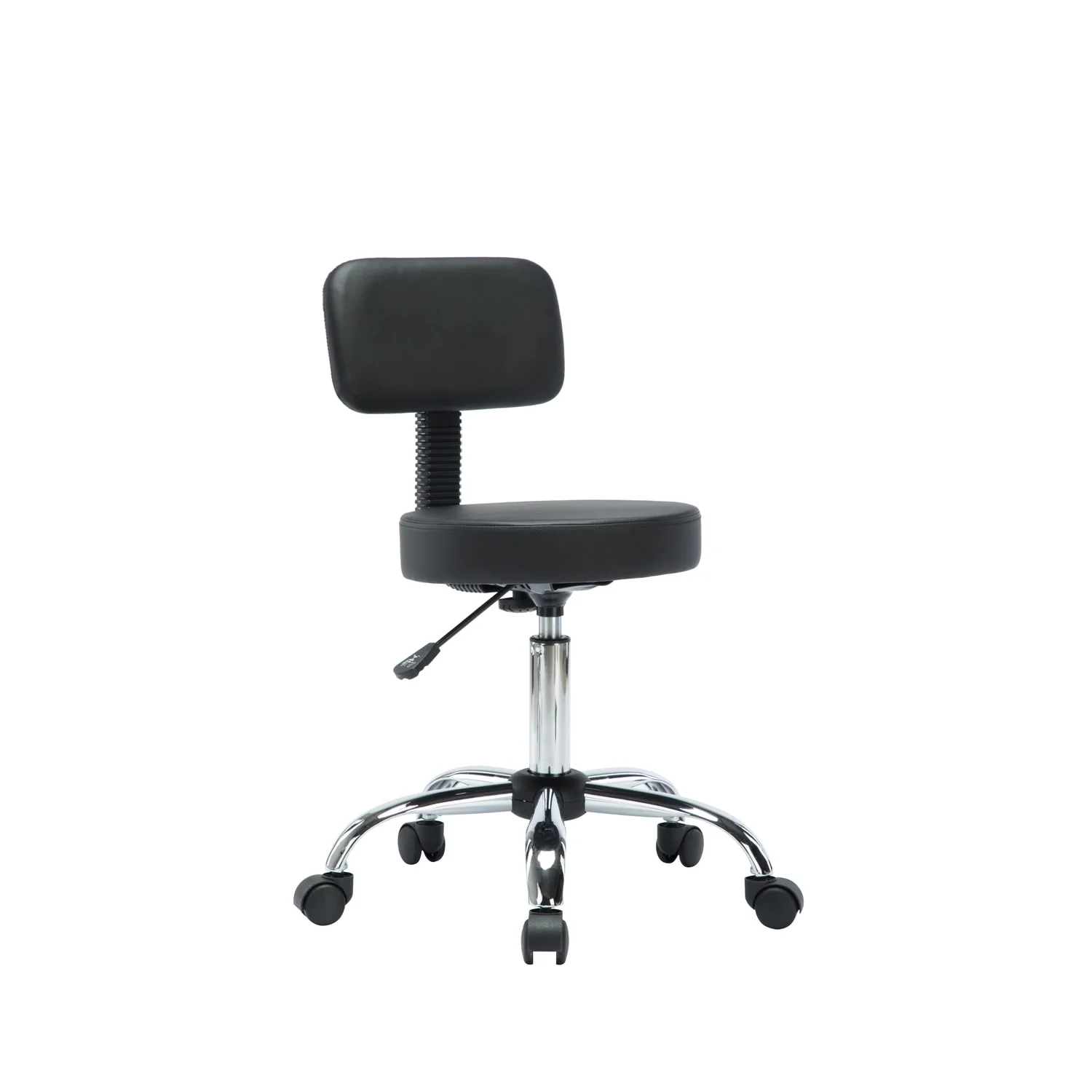 Adjustable Rolling Work Stool with Faux Leather Seat and Foldable Footrest, Versatile Stool for Home Office, Vanity,