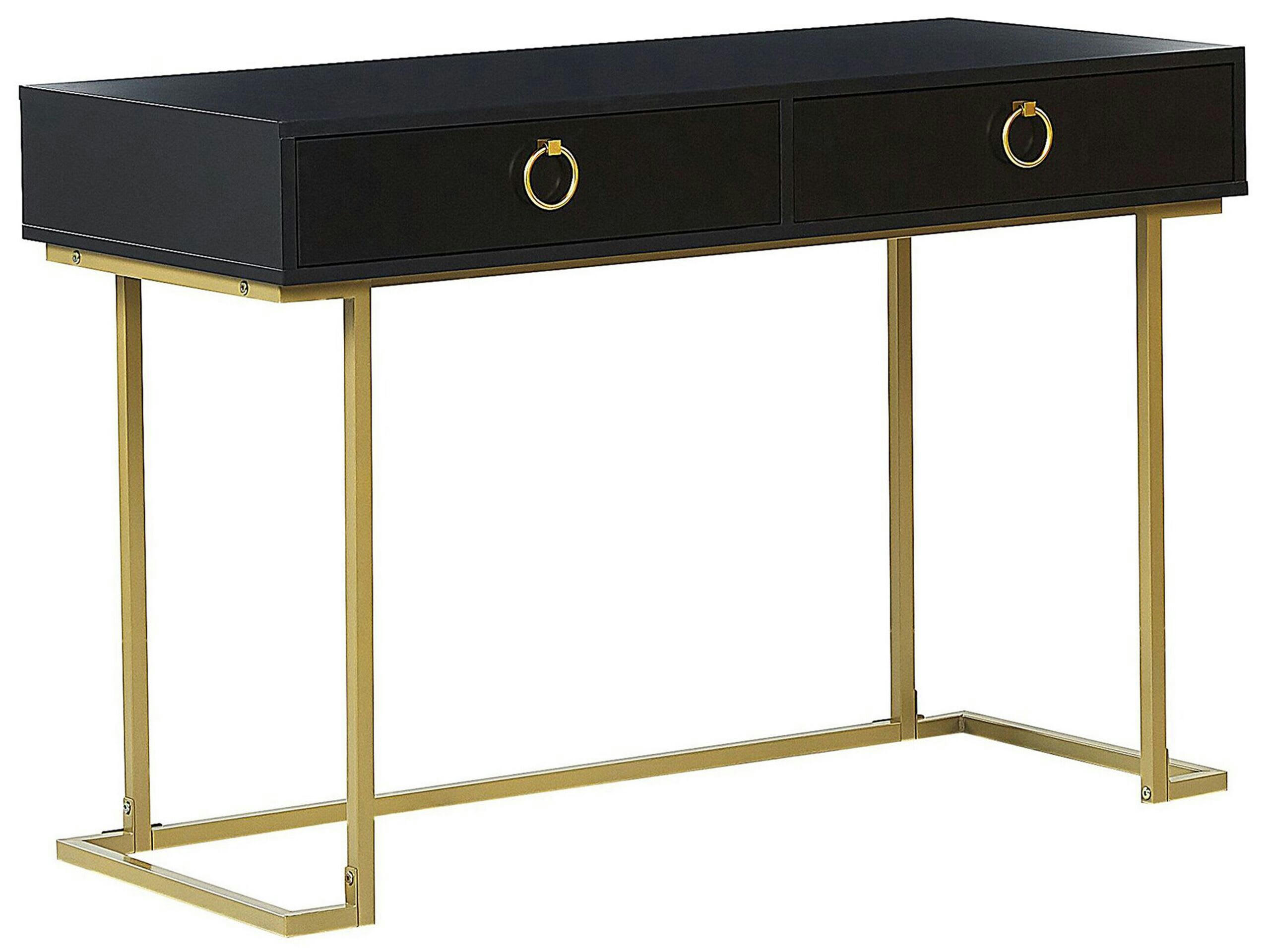 WESTPORT - Console noire et dorée 2 tiroirs