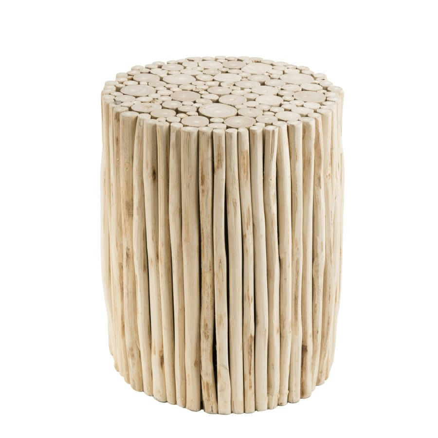 LALY - Table d'appoint ronde nature petites branches en bois D34