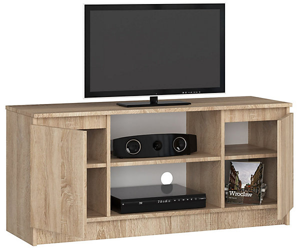 Meuble TV pour salon AKORD Chêne Sonoma 120 cm 2 portes façade Chêne Sonoma 2 étagères 120x40x55 cm