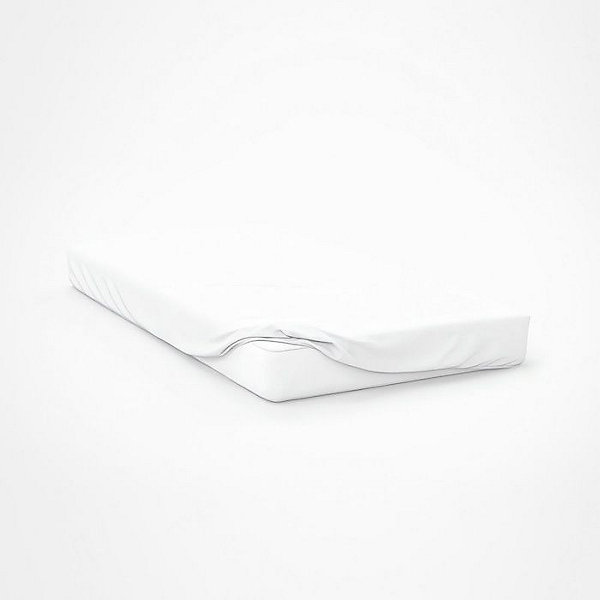 Drap housse en coton 57 fils 90x190 cm UNI blanc, par Soleil d'ocre