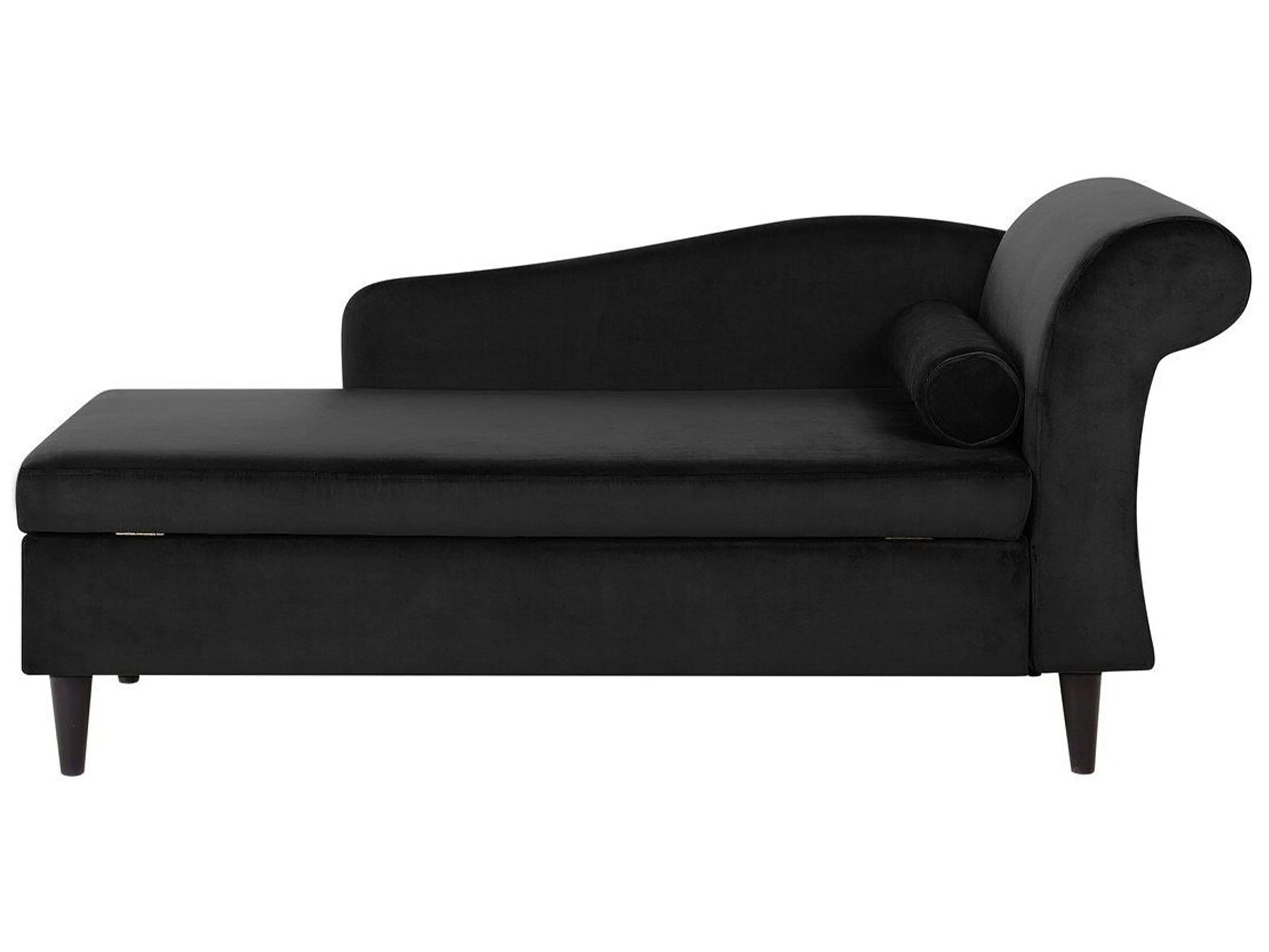 Left-Hand Chaise Longue LUIRO Velvet Black with Storage