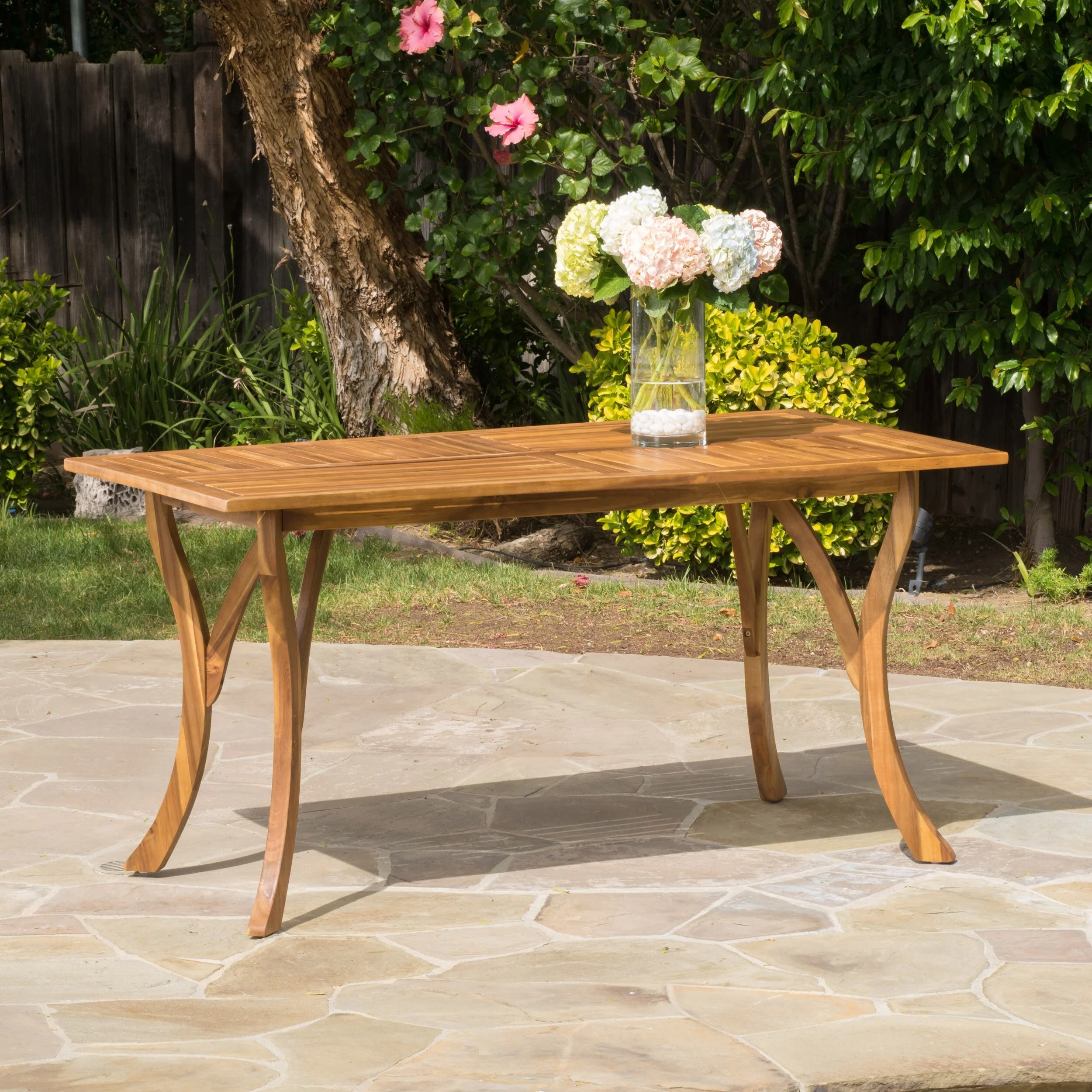 Outdoor Rectangular Solid Wood Table Dining Table